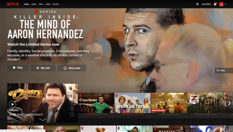 Netflix homepage