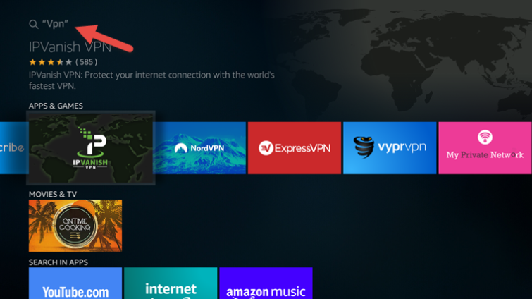 VPN in fire tv app