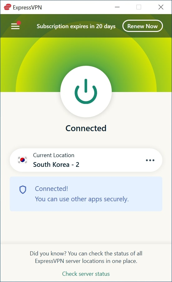 ExpressVPN connected