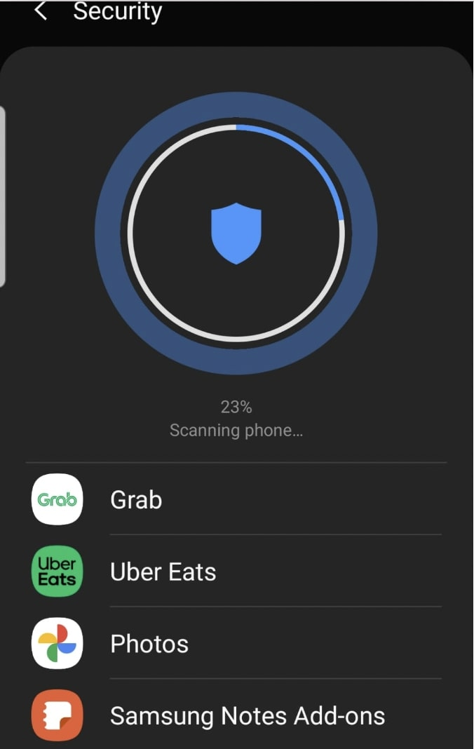 System scan on an Android device